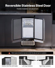 Undercounter Ice Maker – 80 lbs/Day, 26 lbs Storage, Built-In or Freestanding