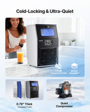 Commercial Ice Maker Machine – 80 lbs/24h, 32 Cubes, 12 lbs Storage