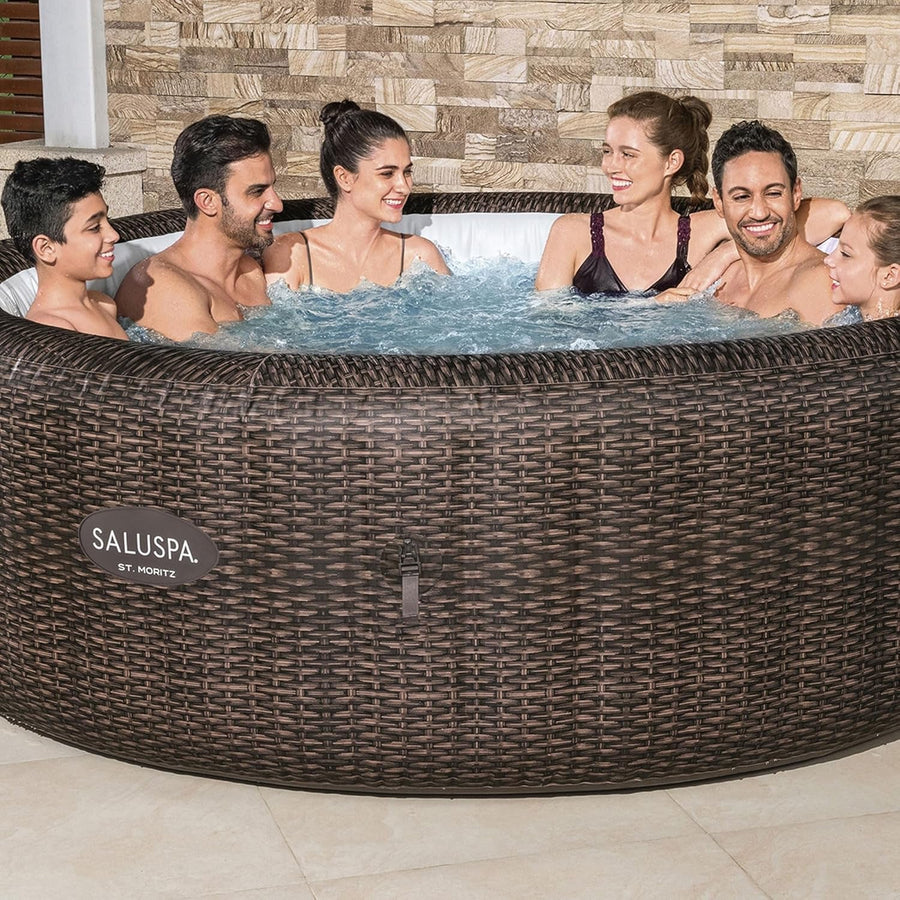 7-Person Inflatable Hot Tub – 180 AirJets, EnergySense Cover, Freeze Shield, 104°F