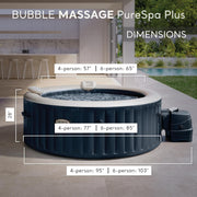 PureSpa Luxury 6-Person Bubble Massage Spa with Headrests & LED Light
