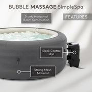 Intex SimpleSpa 4-Person Inflatable Hot Tub – 100 Bubble Jets, 77", Hard Water Treatment