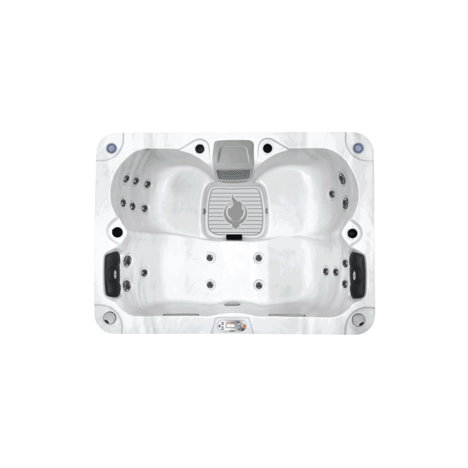 Hot tub with multiple jets on a white background