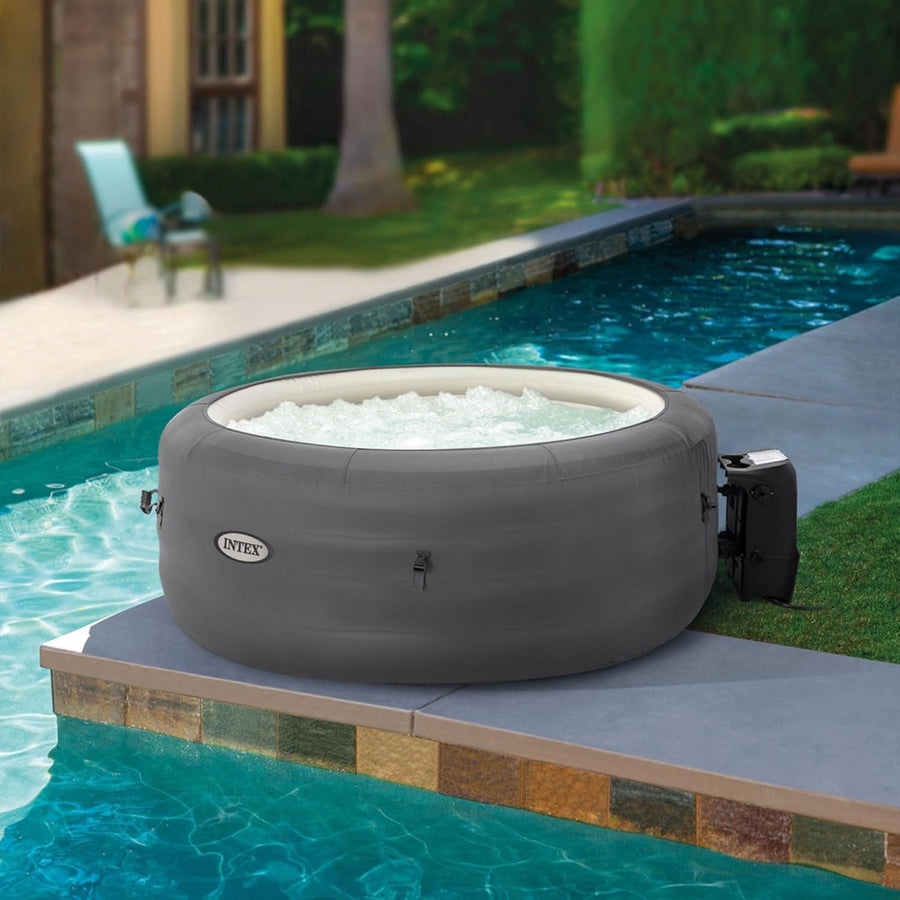Intex SimpleSpa 4-Person Inflatable Hot Tub – 100 Bubble Jets, 77", Hard Water Treatment