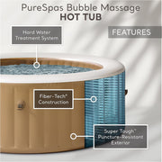 6-Person Inflatable Hot Tub – 140 Bubble Jets, Fiber-Tech, Energy Efficient Cover, 104°F
